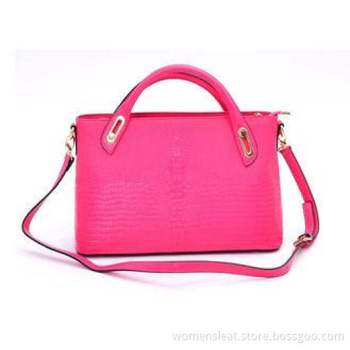 Rose Crocodile Embossed Womens Leather Bags with Adjustable
